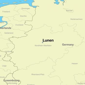 Город Люнен на карте Германии.