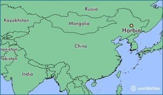 Харбин на карте Китая.
