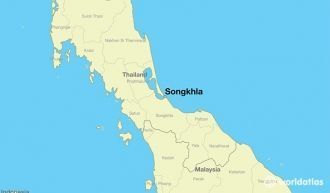 Город-курорт Сонгкхла на карте Таиланда.