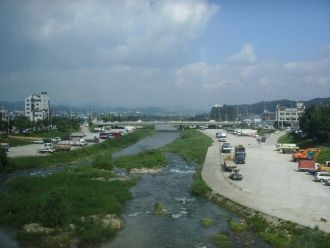 Город Вонджу с высоты.