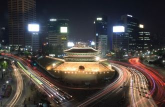 Город Пхохан ночью.