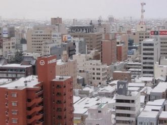 Город Аомори с высоты.