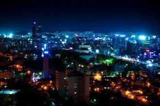 Ночной город Кванджу. Республика Корея.