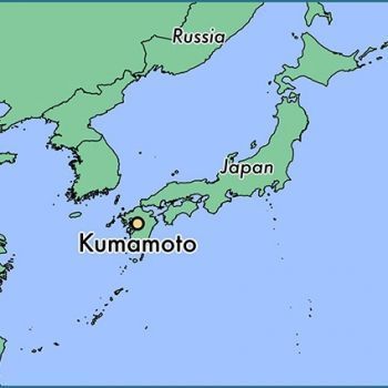 Город Кумамото на карте Японии.