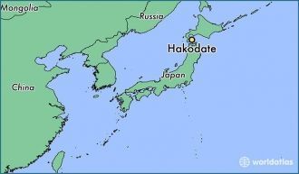 Город Хакодате на карте Японии