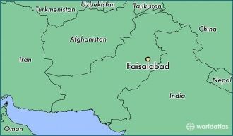Фейсалабад на карте Пакистана.