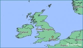Лутон на карте Великобритании.