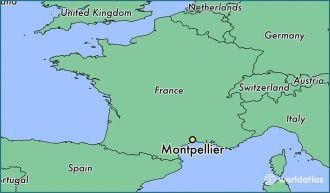 Монпелье на карте Франции.