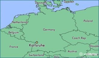 Карлсруэ на карте Германии.