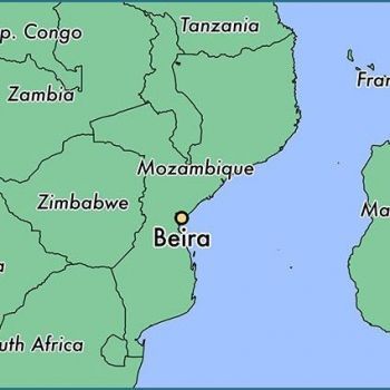 Бейра на карте Мозамбика.