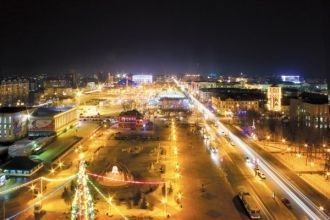 Город Караганда ночью.