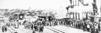 Первый поезд на вокзале в Иерусалиме в 1