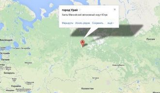 Урай на карте России.