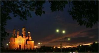 Ночная жизнь в городе Краснокаменск.