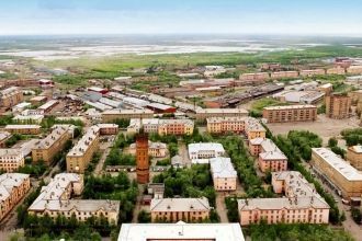 Город Инта с высоты.