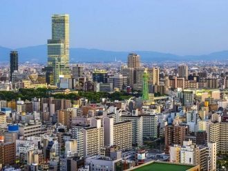 Город Осака с высоты