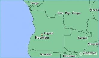 Город Уамбо на карте Анголы.