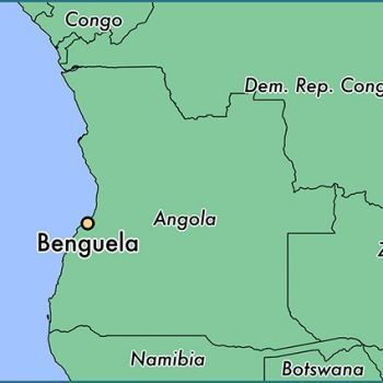 Город Бенгела на карте Анголы.