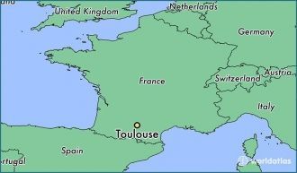 Тулуза на карте Франции.