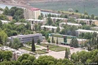 Город Нурек с высоты птичьего полета.