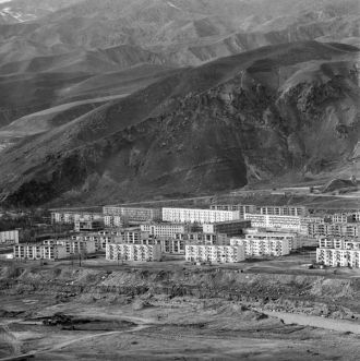 Вид на город Нурек - старое фото.