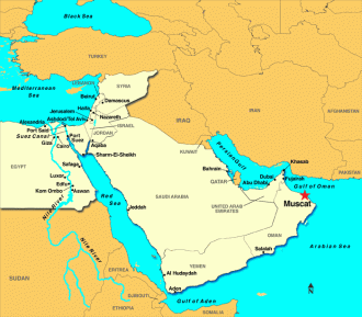 Маскат на карте Омана.