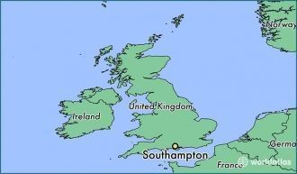 Саутгемптон на карте Великобритании.