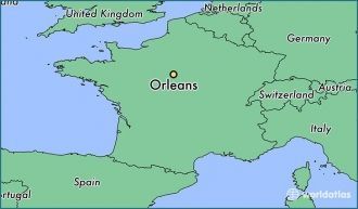 Орлеан на карте Франции