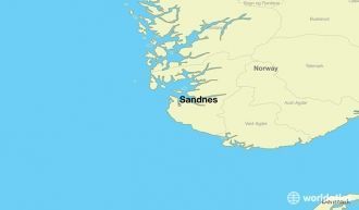 Город Саннес на карте Норвегии.