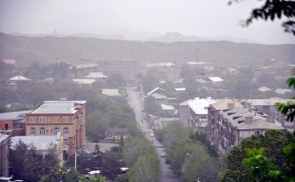 Город Ехегнадзор с высоты птичьего полет