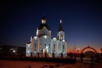 Храм ночью, Тихорецк.