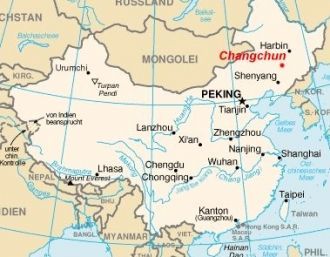 Город Чанчунь на карте Китая.