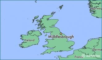 Мидлсбро на карте Великобритании
