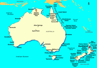 Окленд на карте Новой Зеландии.