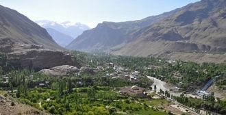 Фотография города Хорог с высоты птичьег