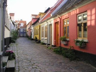 Старые улицы Ольборга, Дания.