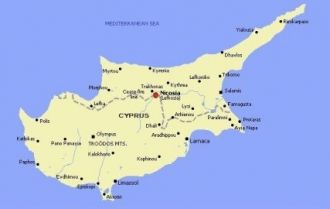 Никосия на карте Республики Кипр.