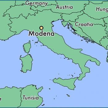 Город Модена на карте Италии.
