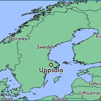Город Уппсала на карте Швеции.