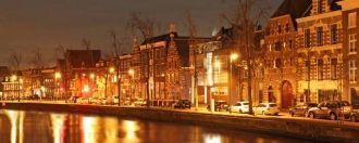 Панорама ночного города Харлем(Haarlem) 