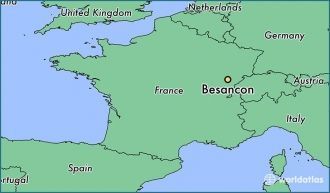 Безансон на карте Франции.