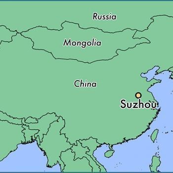 Город&nbsp;Сучжоу на карте Китая.
