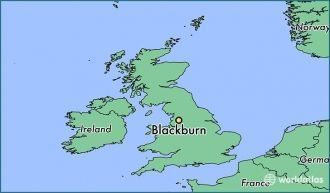 Город Блэкберн на карте Великобритании.