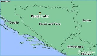 Баня-Лука на карте Боснии и Герцеговины.