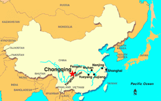 Чунцин на карте Китая.