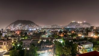 Вид на ночной Кабул.