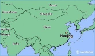 Город Нанкин на карте Китая.