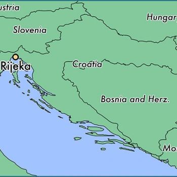 Город Риека на карте Хорватии.