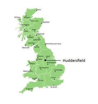 Хаддерсфилд на карте Великобритании.