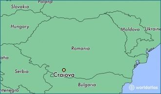 Крайова на карте Румынии.